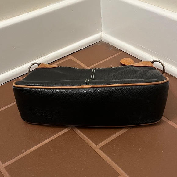 Dooney & Bourke Black and Brown Pebbled Leather Shoulder Bag Mini Hobo Classic - Picture 7 of 11